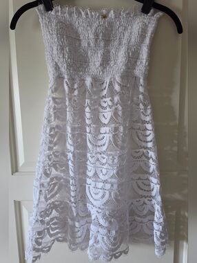 PQ Swim Water Lily Lace Strapless Swim Coverup (XS/S)